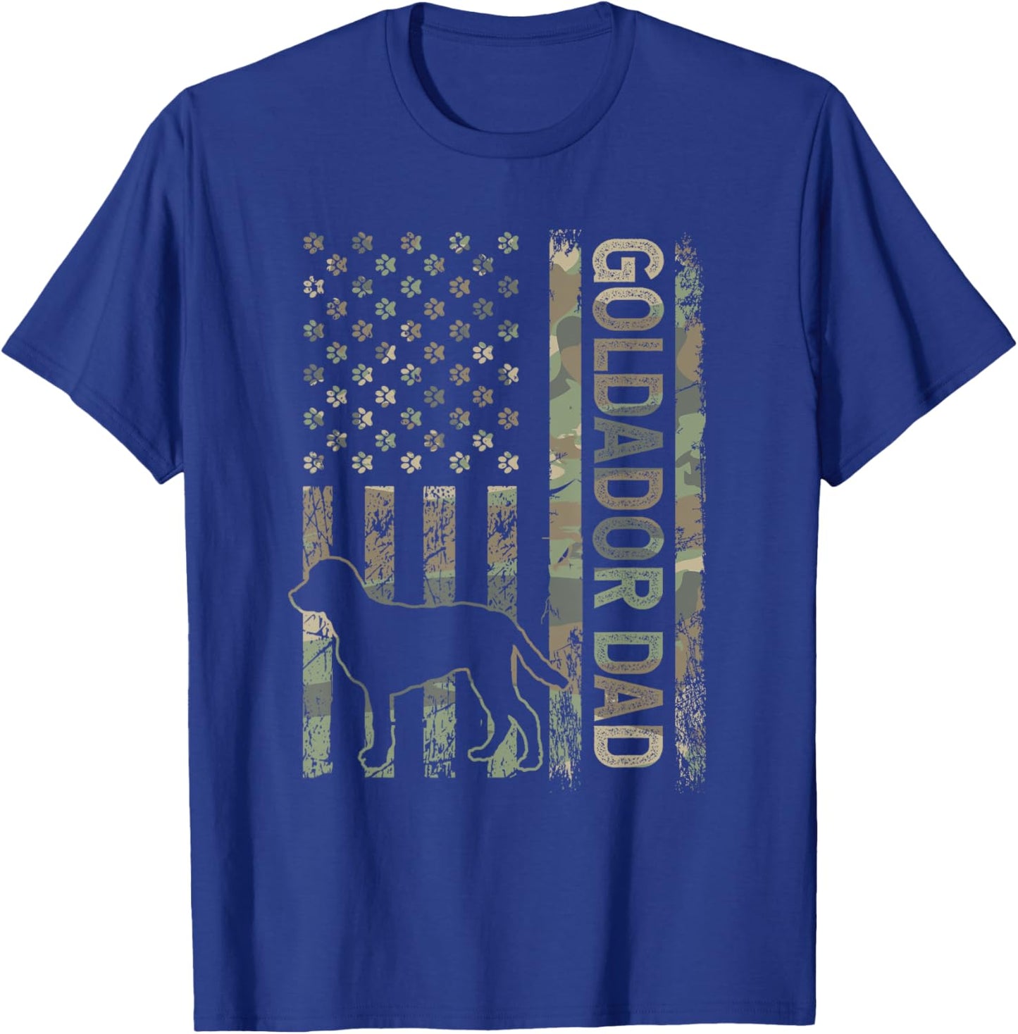 Patriotic Goldador Dad USA Flag Camo Crossbreed Lover T-Shirt - T-Shirt | Royal