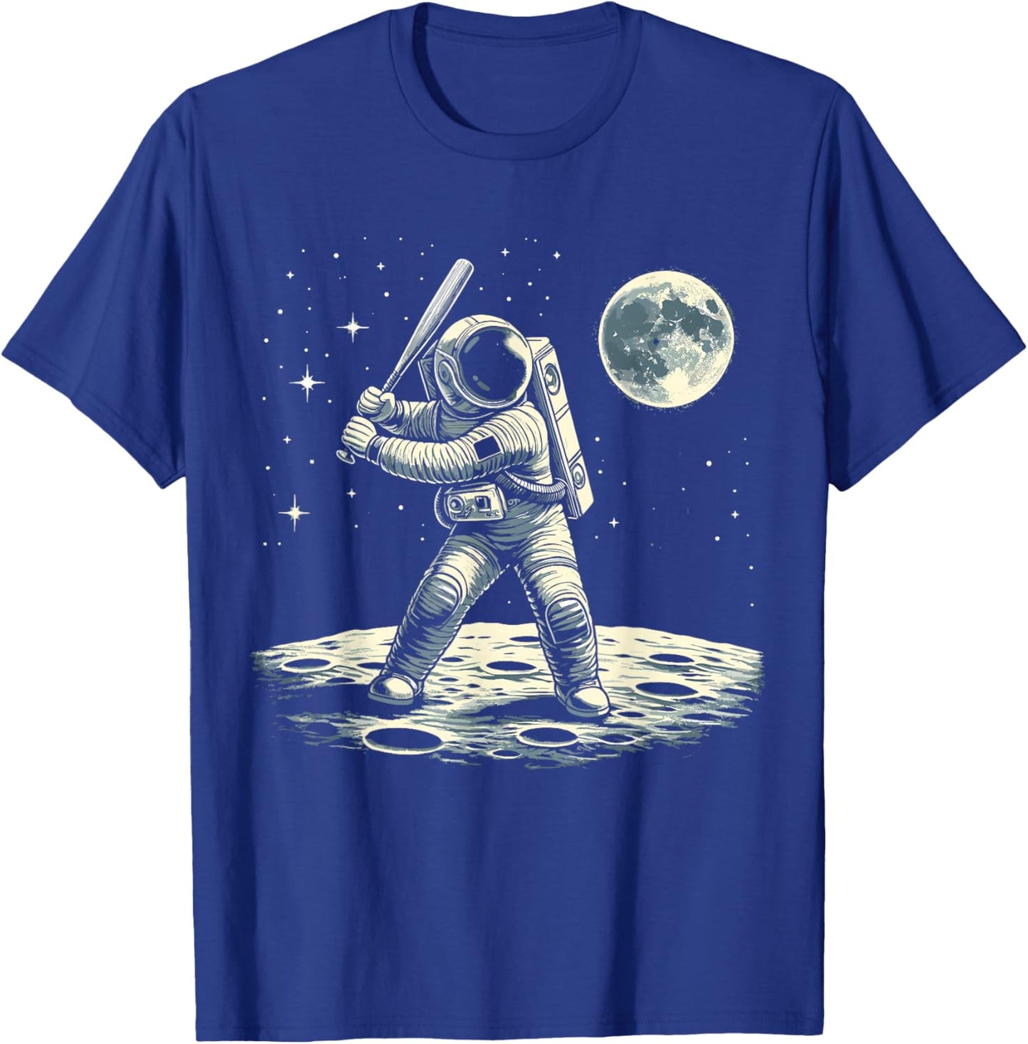 Astronaut Baseball in Space T-Shirt - T-Shirt | Royal