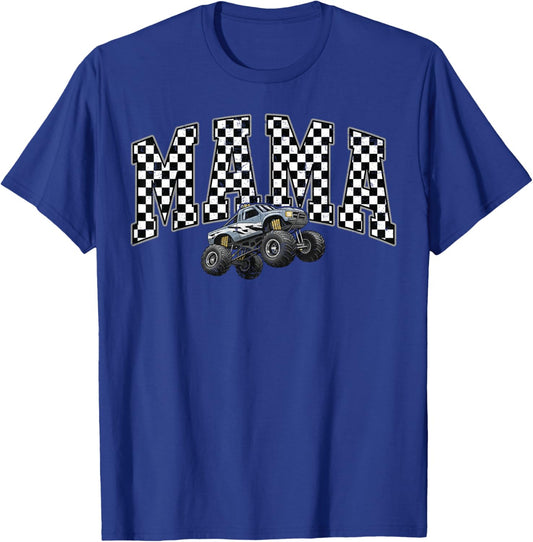 Mama Retro Monster Truck Family Crew Birthday Matching T-Shirt - T-Shirt | Royal