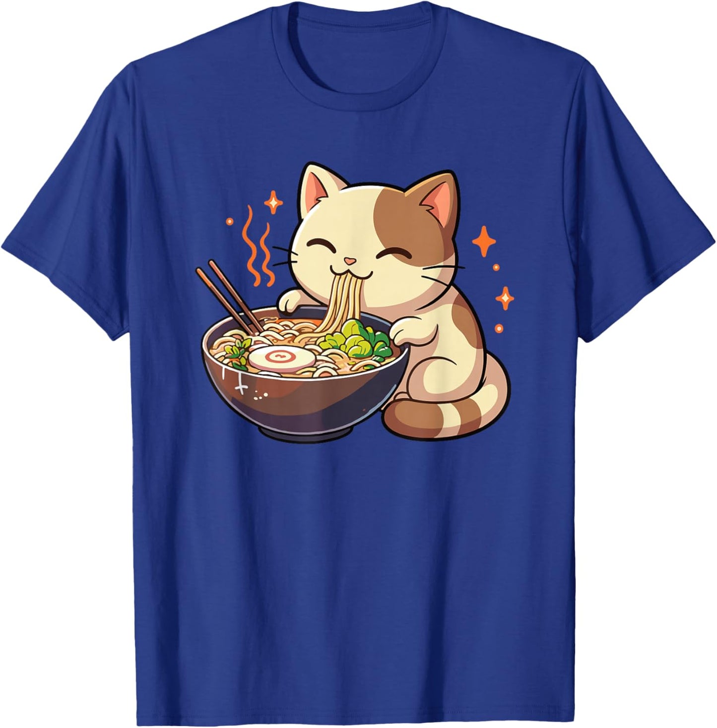 Cat with Noodles Ramen Kawaii Cat T-Shirt - T-Shirt | Royal