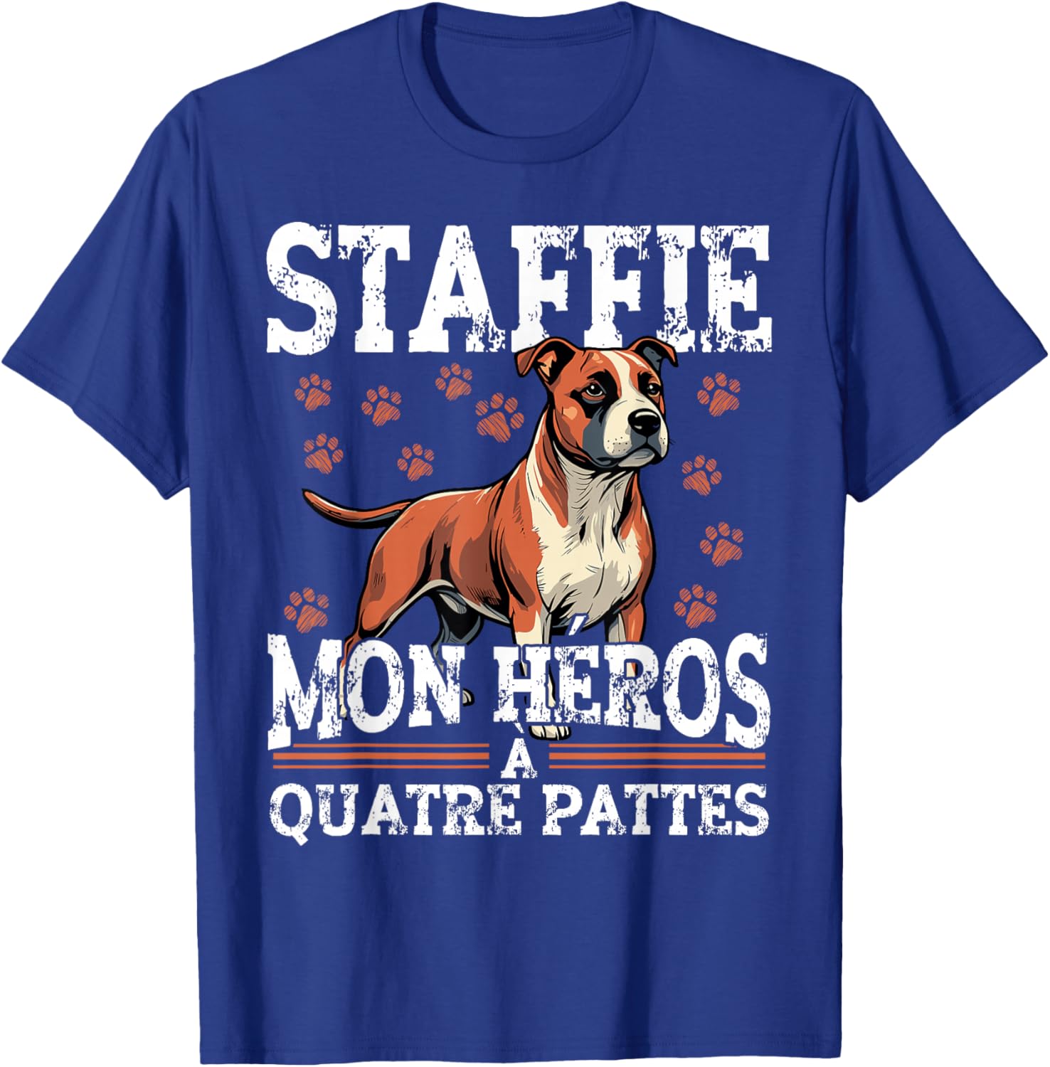 Staffie My Four Legged Hero Dog T-Shirt - T-Shirt | Royal