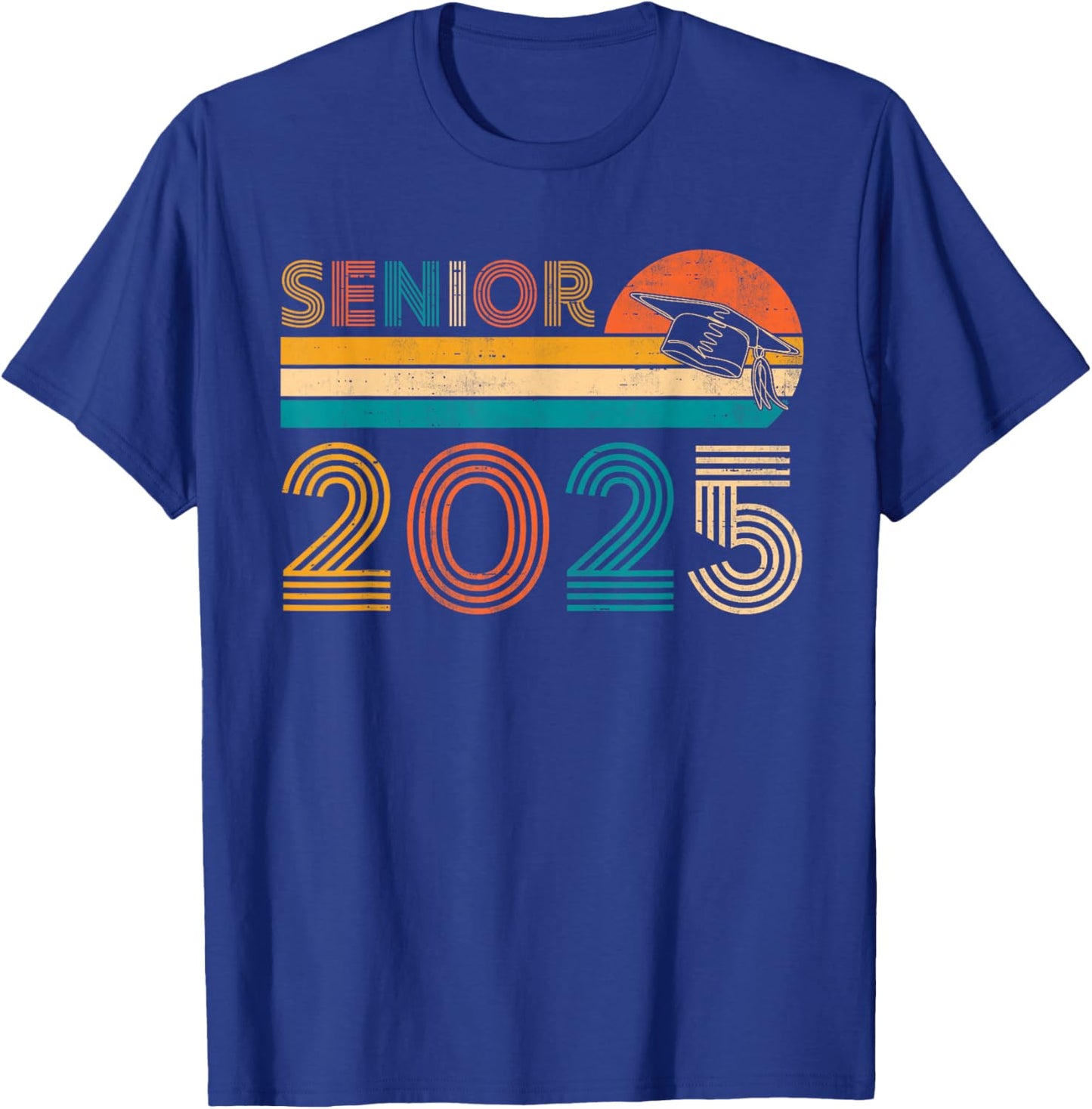 Retro Vintage Senior 25 Class Of 2025 Graduation Graduate T-Shirt - T-Shirt | Royal