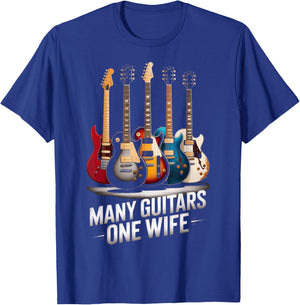 Many Guitars One Wife Guitar Players Music Lovers T-Shirt - T-Shirt | Royal