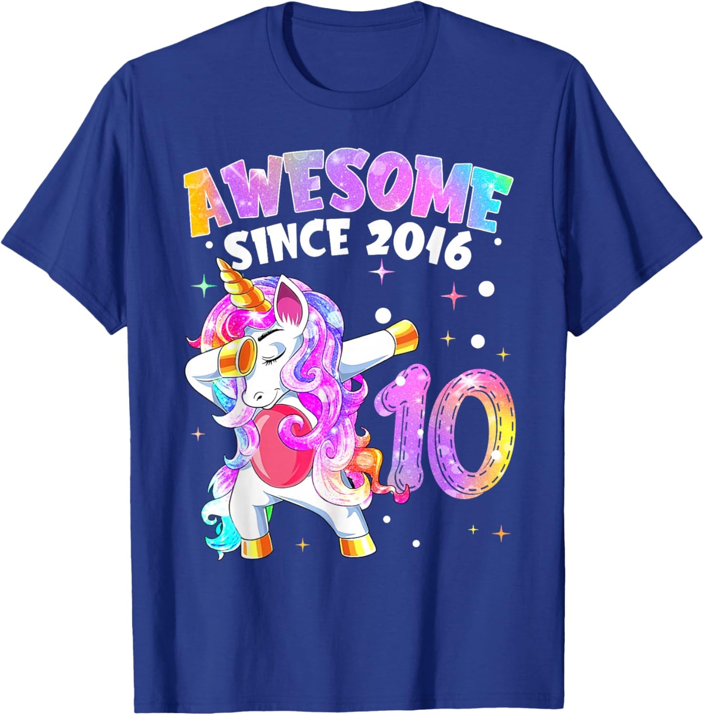10e Anniversaire Licorne Fille 10 Ans génial Depuis 2016 T-Shirt - T-Shirt | Royal
