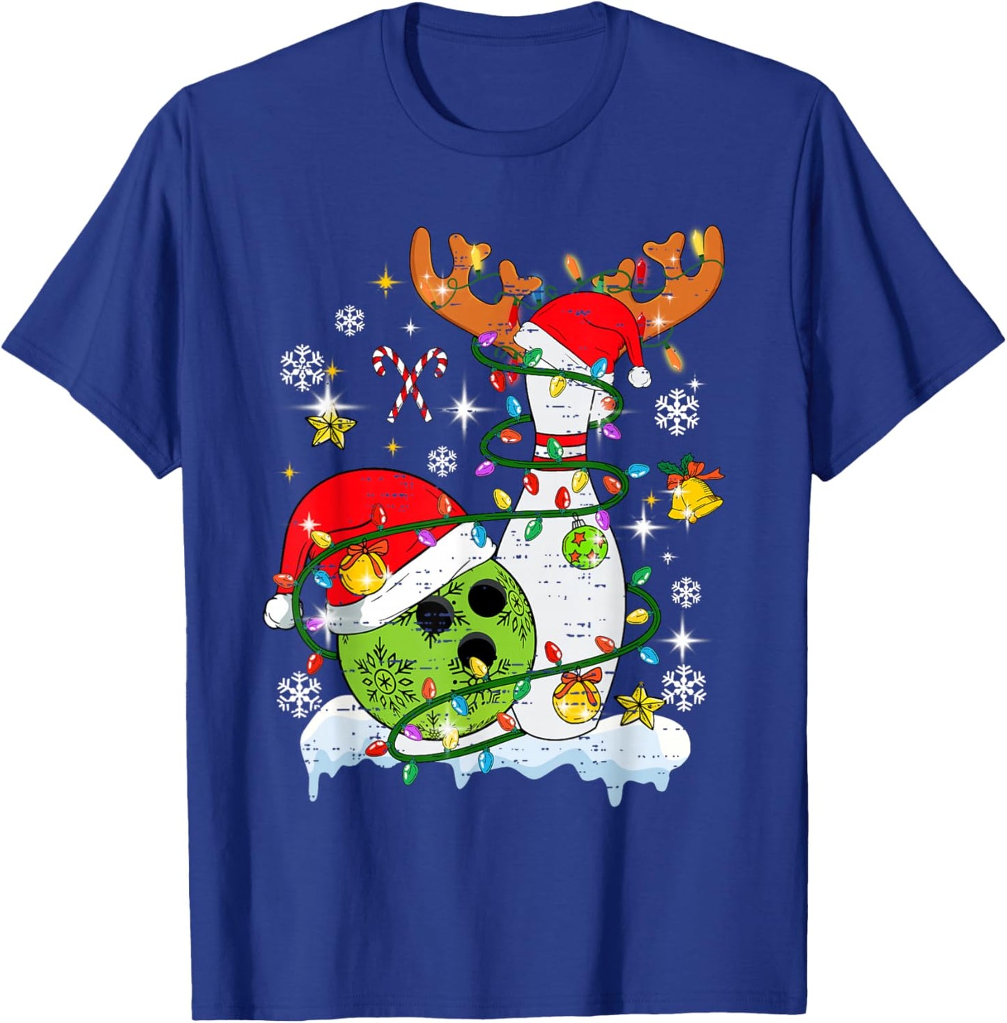 Christmas Bowling Hat Santa Bowler Xmas Sport Men Women Kids T-Shirt - T-Shirt | Royal