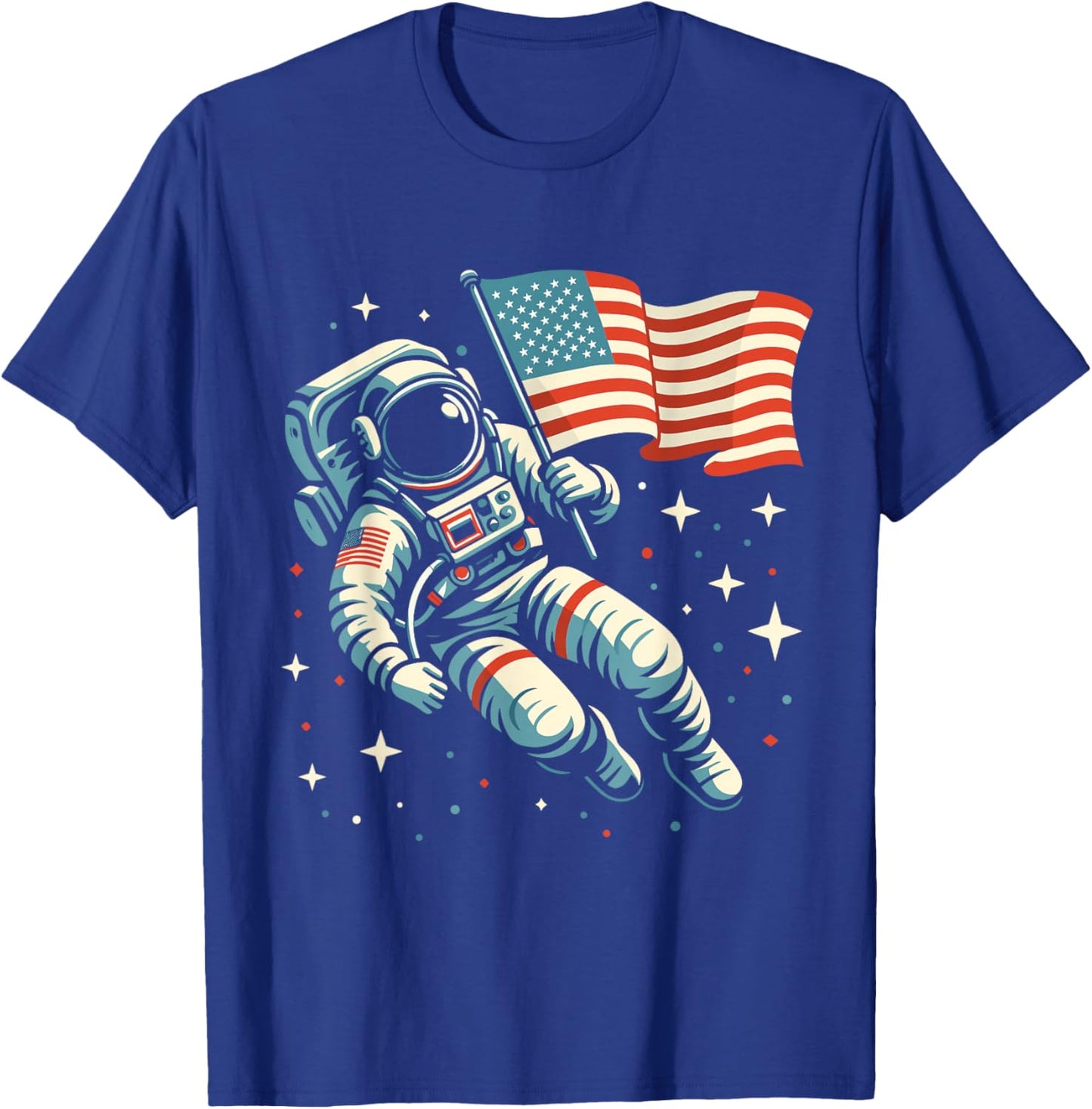 Funny 4th Of July Astronaut USA Patriotic American Flag Kids Men T-Shirt - T-Shirt | Royal