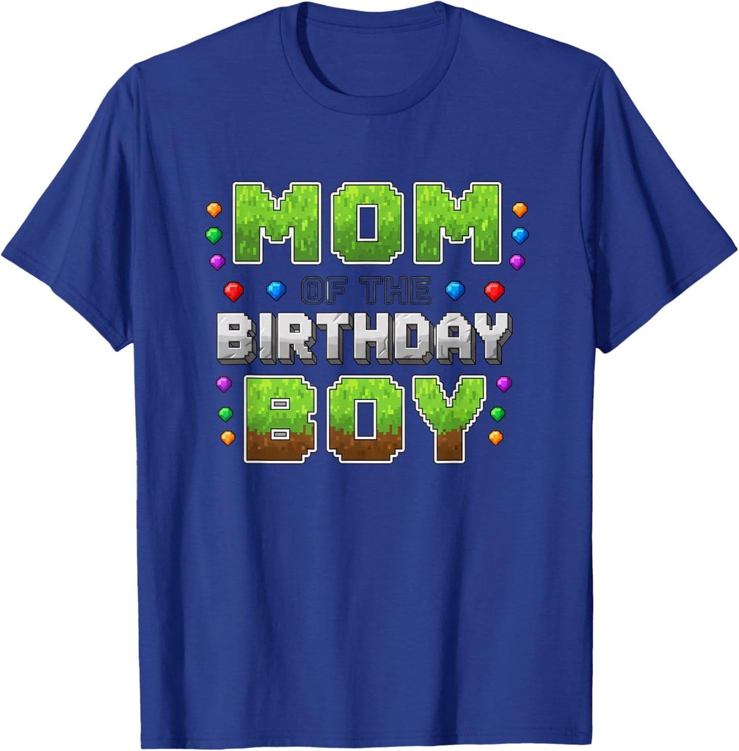 Birthday Mom of The Birthday Boy Pixel Gamer Party T-Shirt - T-Shirt | Royal