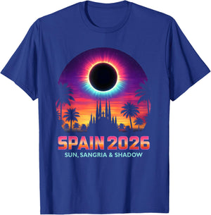 Spain 2026 Total Solar Eclipse Barcelona Summer Vacation T-Shirt - T-Shirt | Royal