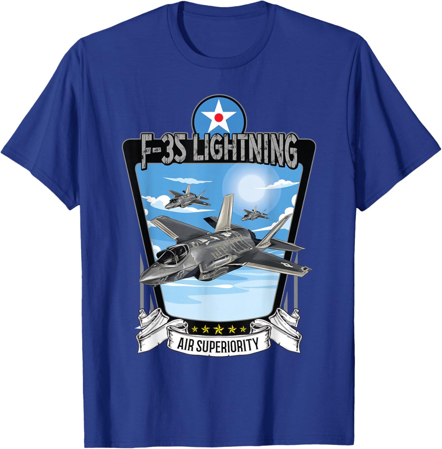 American Aircraft Camouflage F35 Lightning T-Shirt - T-Shirt | Royal