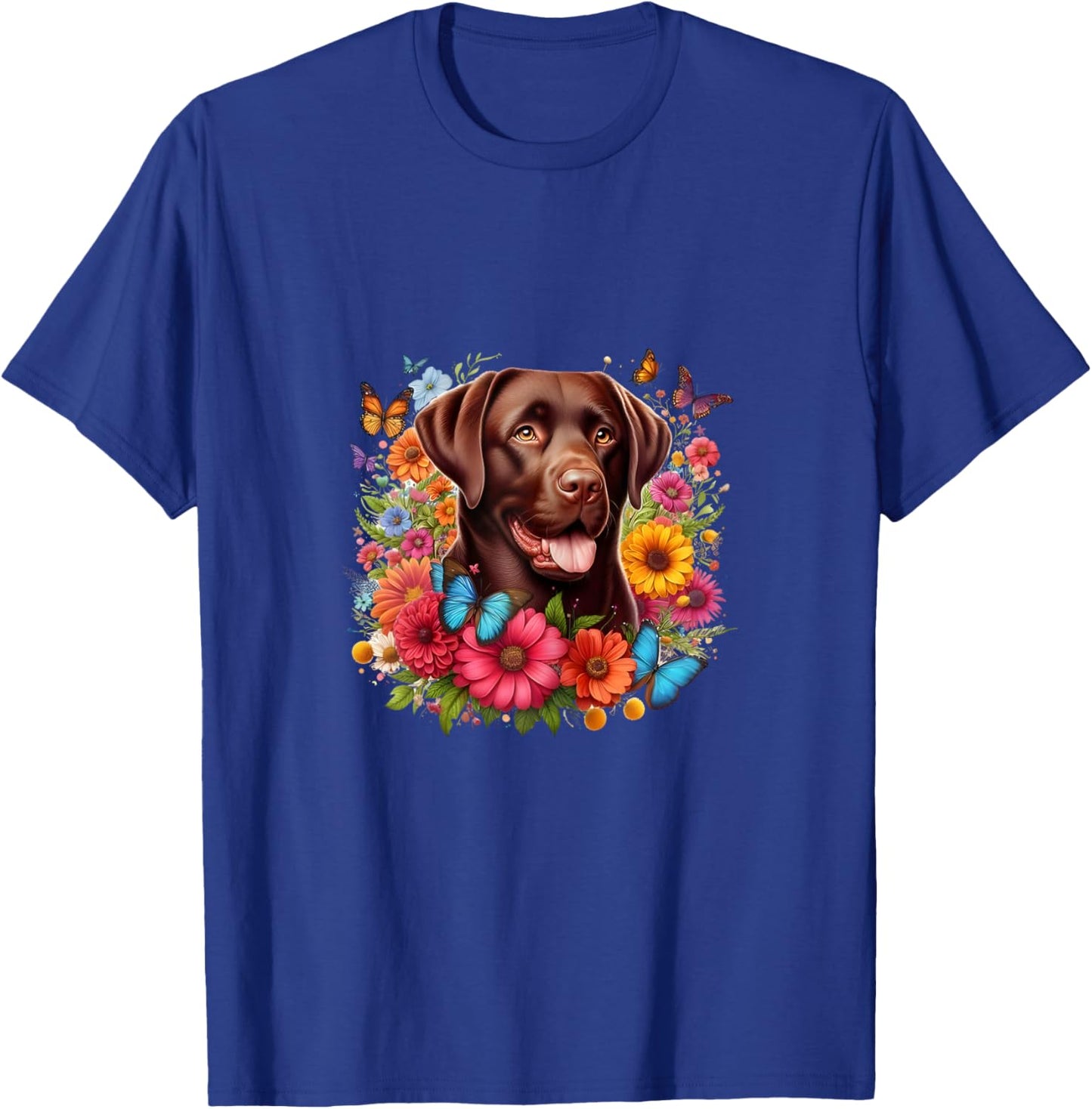 Chocolate Lab Dog Flowers Women Shirt T-Shirt - T-Shirt | Royal
