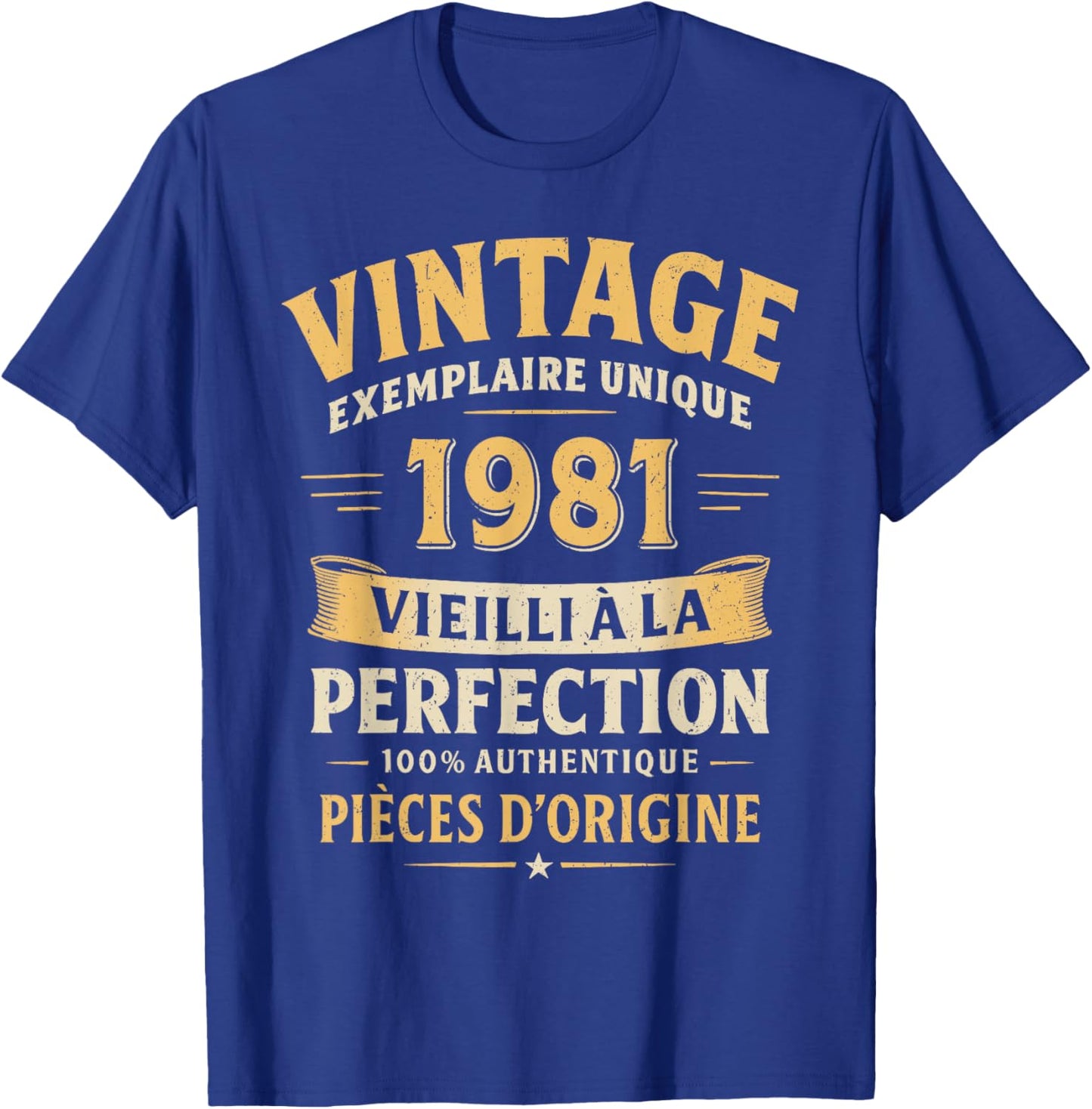Cadeau Anniversaire 45 Ans Humour Vintage 1981 45 Ans Homme T-Shirt - T-Shirt | Royal