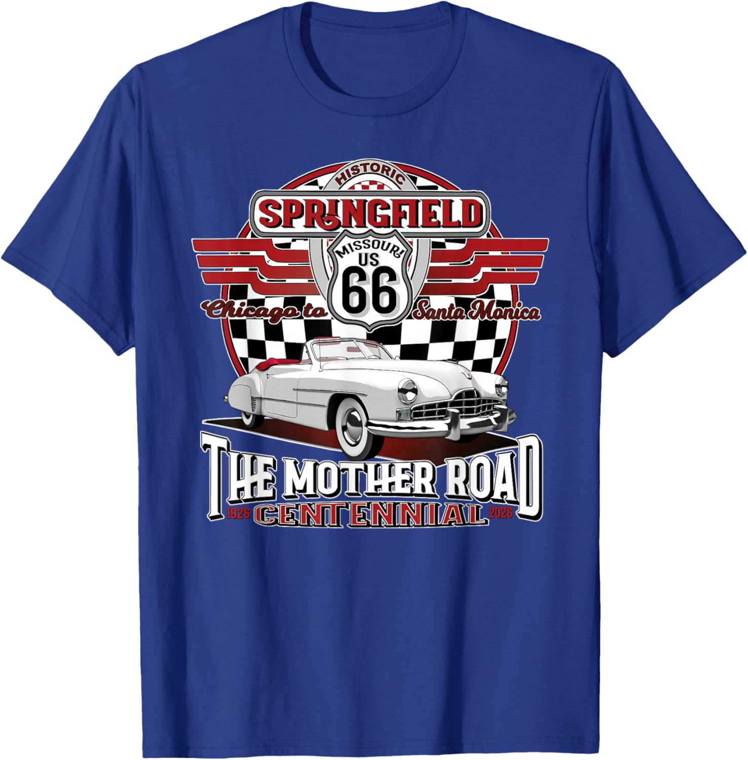 Springfield Missouri US Highway 66 Centennial Keepsake T-Shirt - T-Shirt | Royal