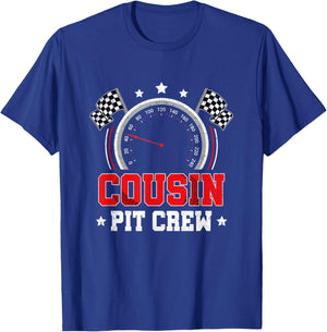 Cousin Pit Crew Race Car Birthday Party Racing Family T-Shirt - T-Shirt | Royal