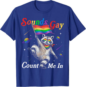 Funny Raccoon Meme Rainbow LGBTQ Pride Lesbian Gay Men Women T-Shirt - T-Shirt | Royal