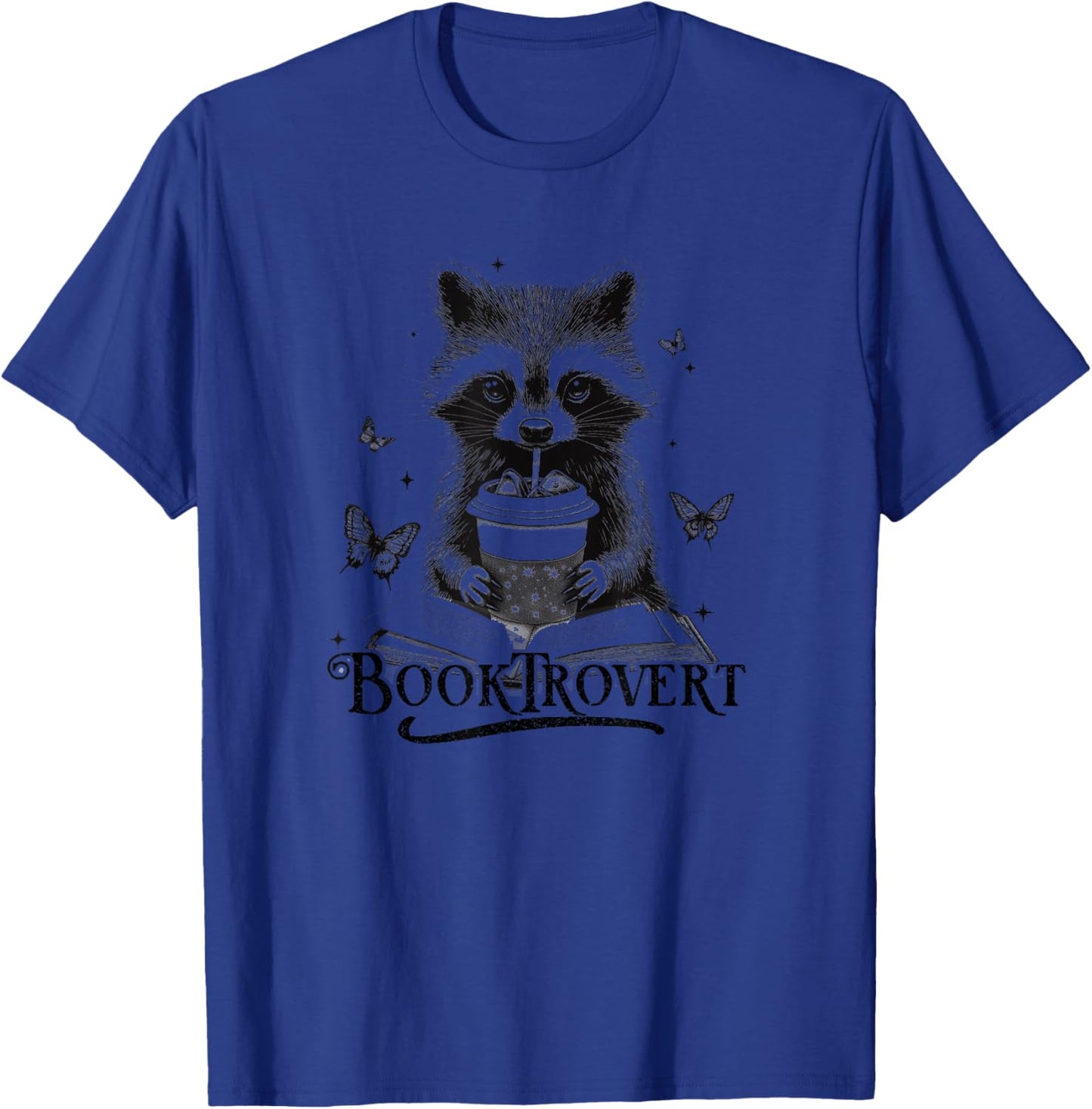 Book-trovert Book Lover Raccoon Reading Bookish Librarian T-Shirt - T-Shirt | Royal