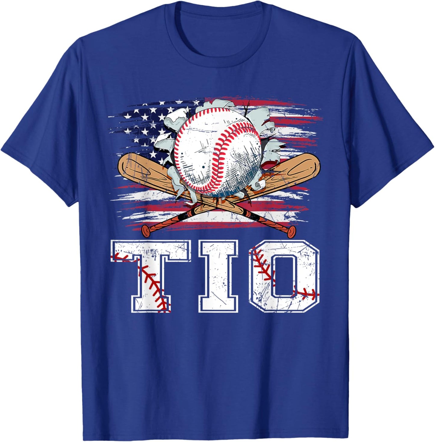 Baseball T-Ball Tio American Flag Proud Ball Tio Kids Men T-Shirt - T-Shirt | Royal