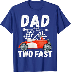 Dad Of The Two Fast 2 Curious Birthday 2nd Little Racer T-Shirt - T-Shirt | Royal