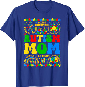 Autism Mom Mama Support Autism Awareness Neurodiversity T-Shirt - T-Shirt | Royal