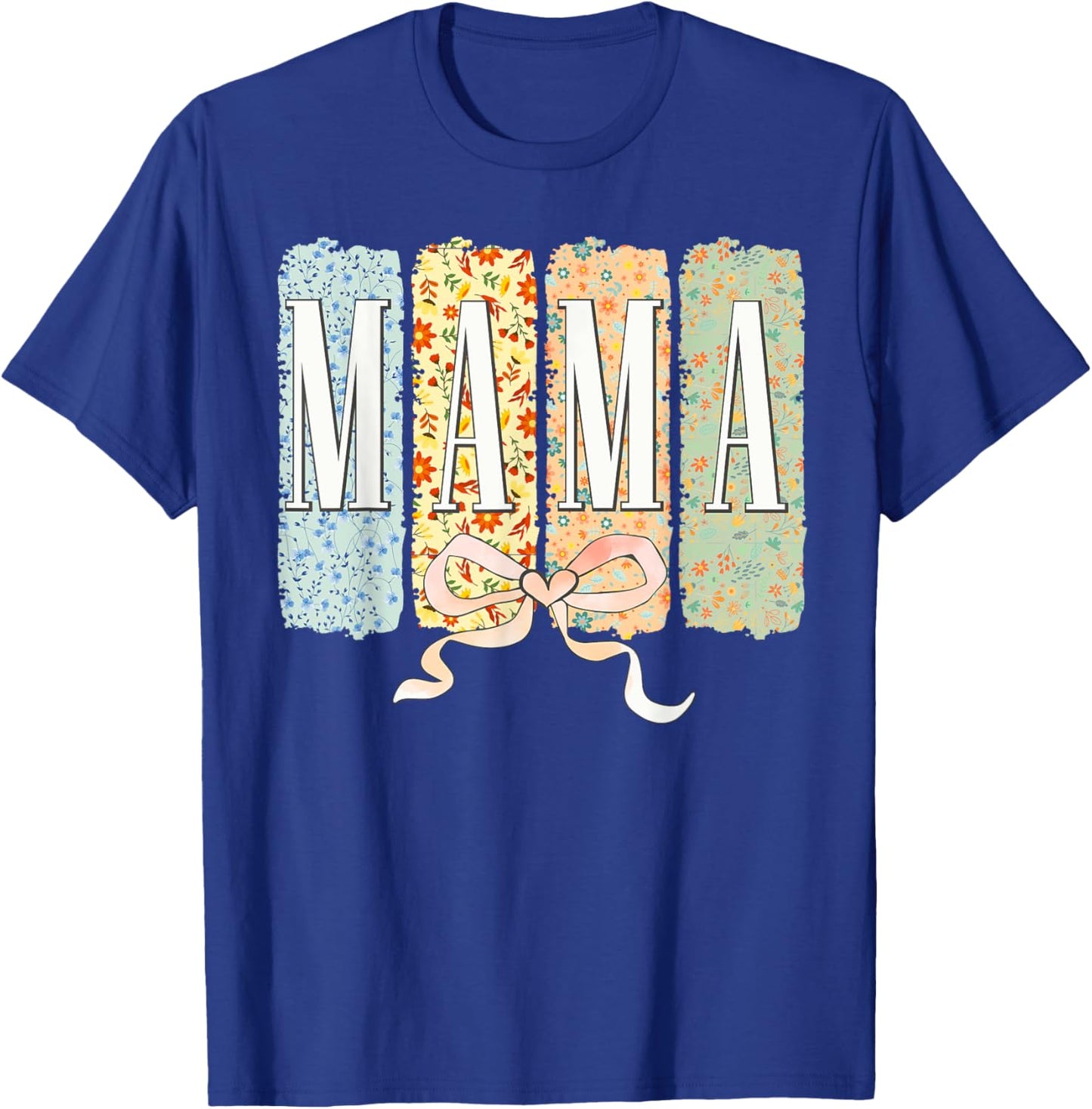 Mama Brushstroke Mothers Day Cute Coquette Bow Top T-Shirt - T-Shirt | Royal