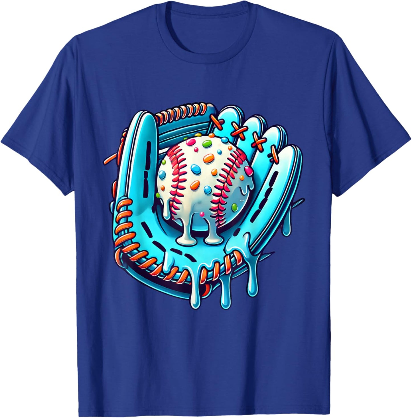 Baseball Drip Design Ice Cream Sprinkles Baseball Player T-Shirt - T-Shirt | Royal