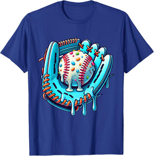 Baseball Drip Design Ice Cream Sprinkles Baseball Player T-Shirt - T-Shirt | Royal
