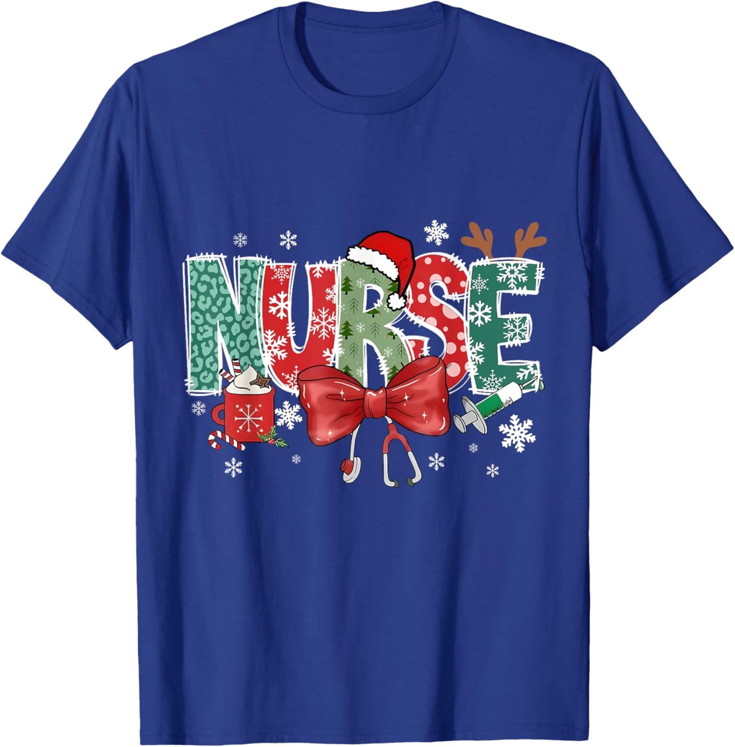 Christmas Christmas Nurse Family Humorous - , Black, Small, Short Sleeve T-Shirt - T-Shirt | Royal