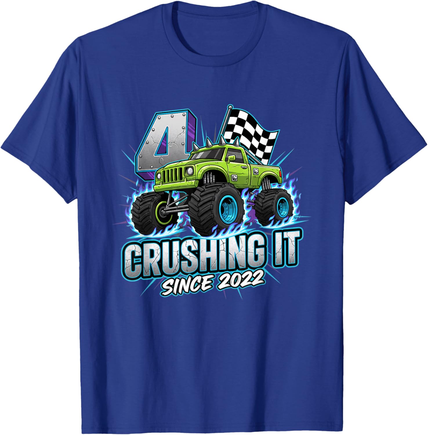 Crushing IT Since 2022 4TH Birthday Truck for Boys T-Shirt - T-Shirt | Royal
