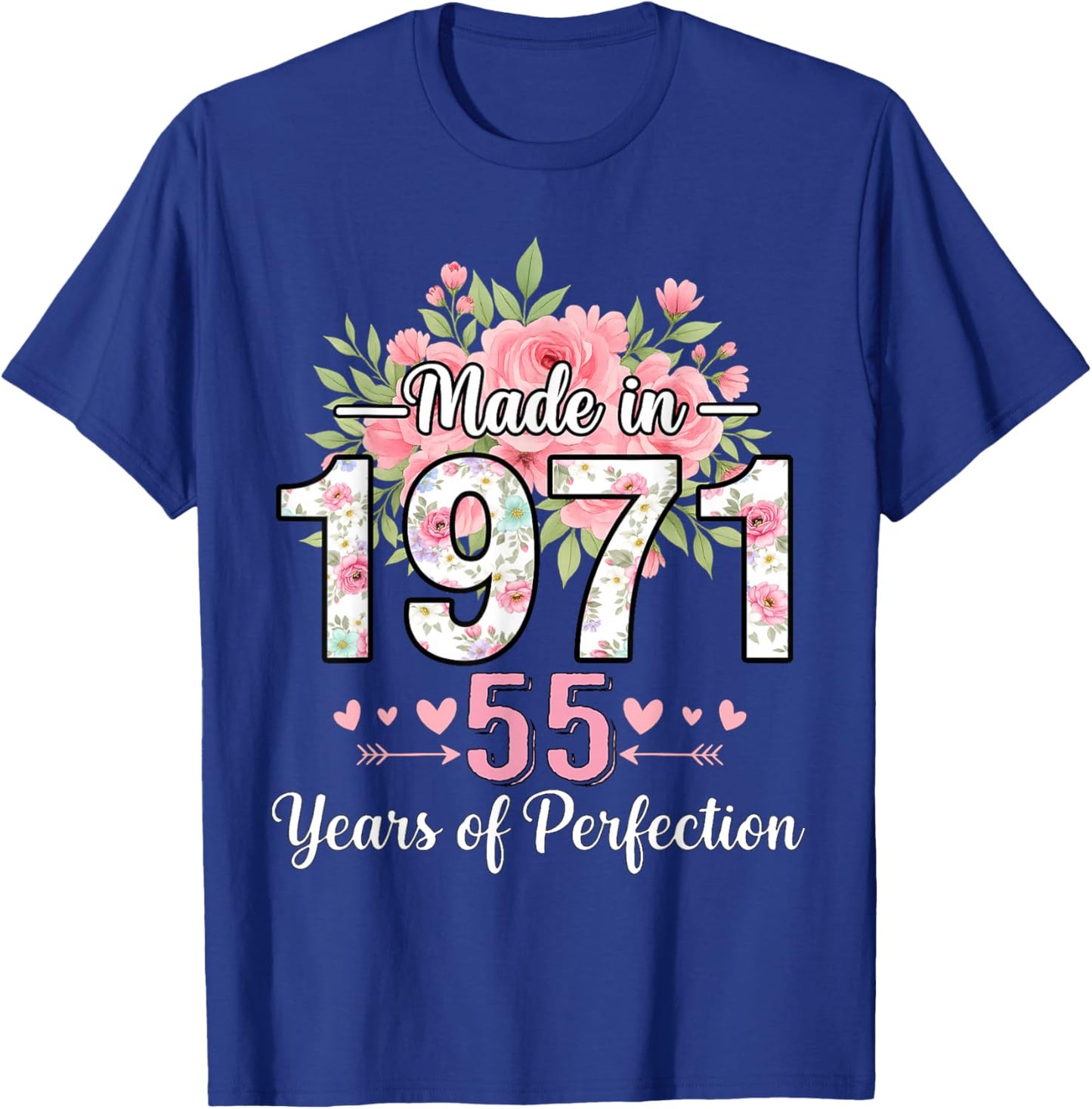 Made 1971 Floral Gifts for 55th Birthday Women Age 55+ T-Shirt - T-Shirt | Royal