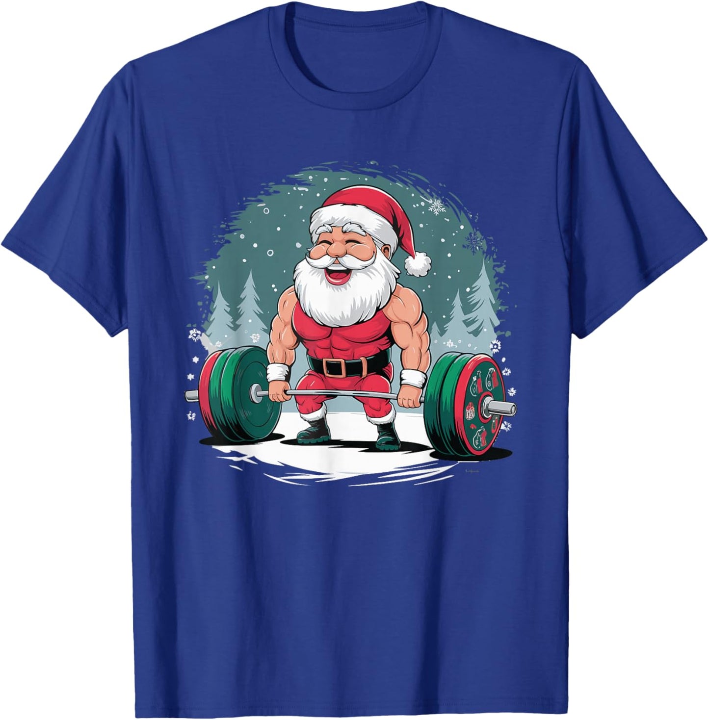 Santa Weightlifting Fitness Bodybuilder Workout T-Shirt - T-Shirt | Royal