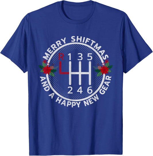 Merry Shiftmas and Happy New Gear Truck Lovers Xmas Men Dad T-Shirt - T-Shirt | Royal