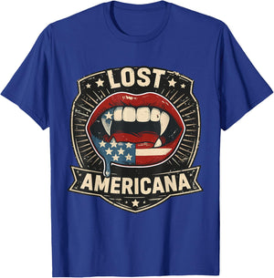 Lost Americana Vampire Patriotic Retro United States T-Shirt - T-Shirt | Royal