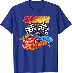 Grandpa Of The Birthday Boy Race Car Birthday Party Racing T-Shirt - T-Shirt | Royal