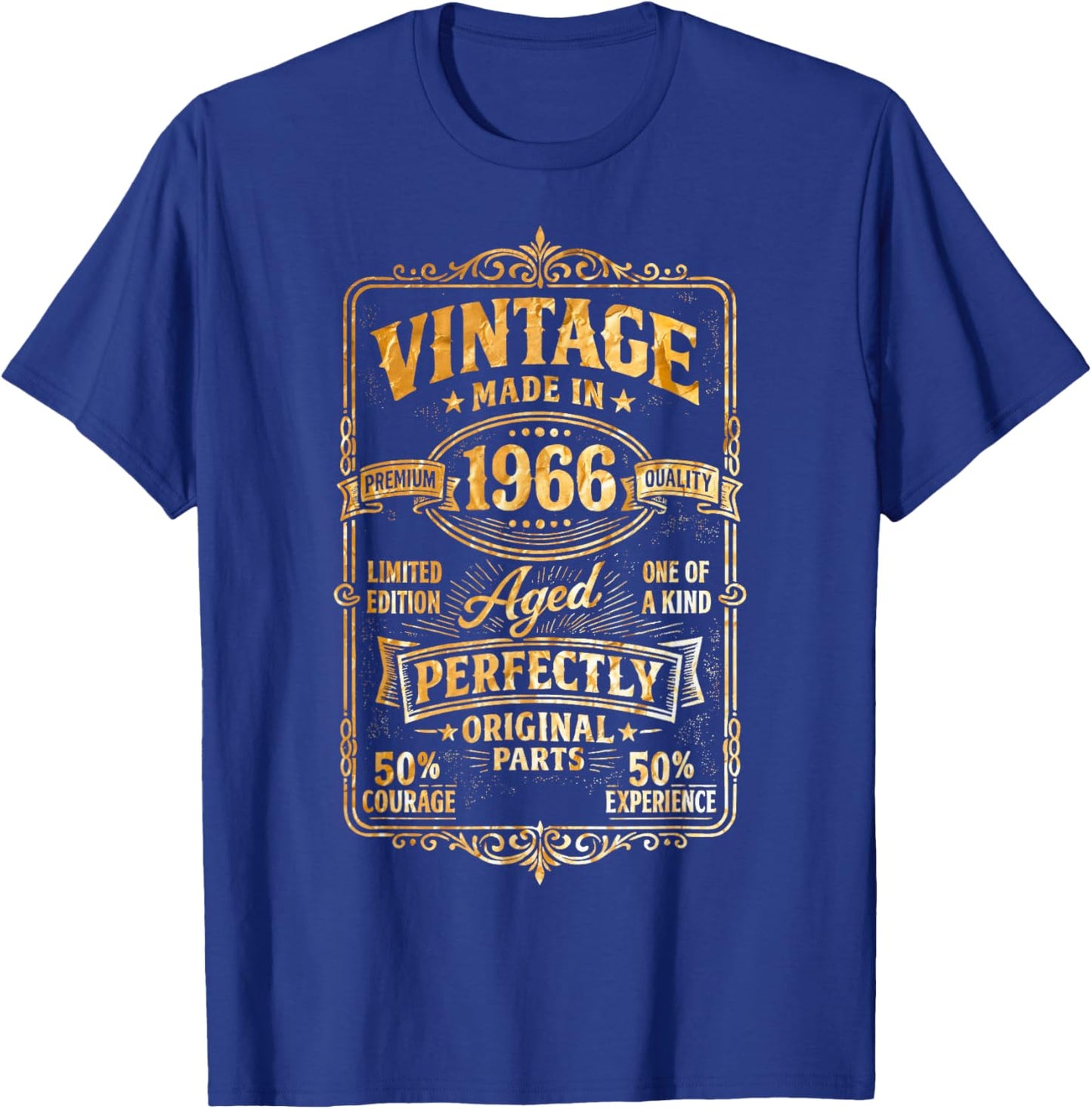 60th Birthday Man Woman 60 Years Decoration 1966 Gift Funny T-Shirt - T-Shirt | Royal