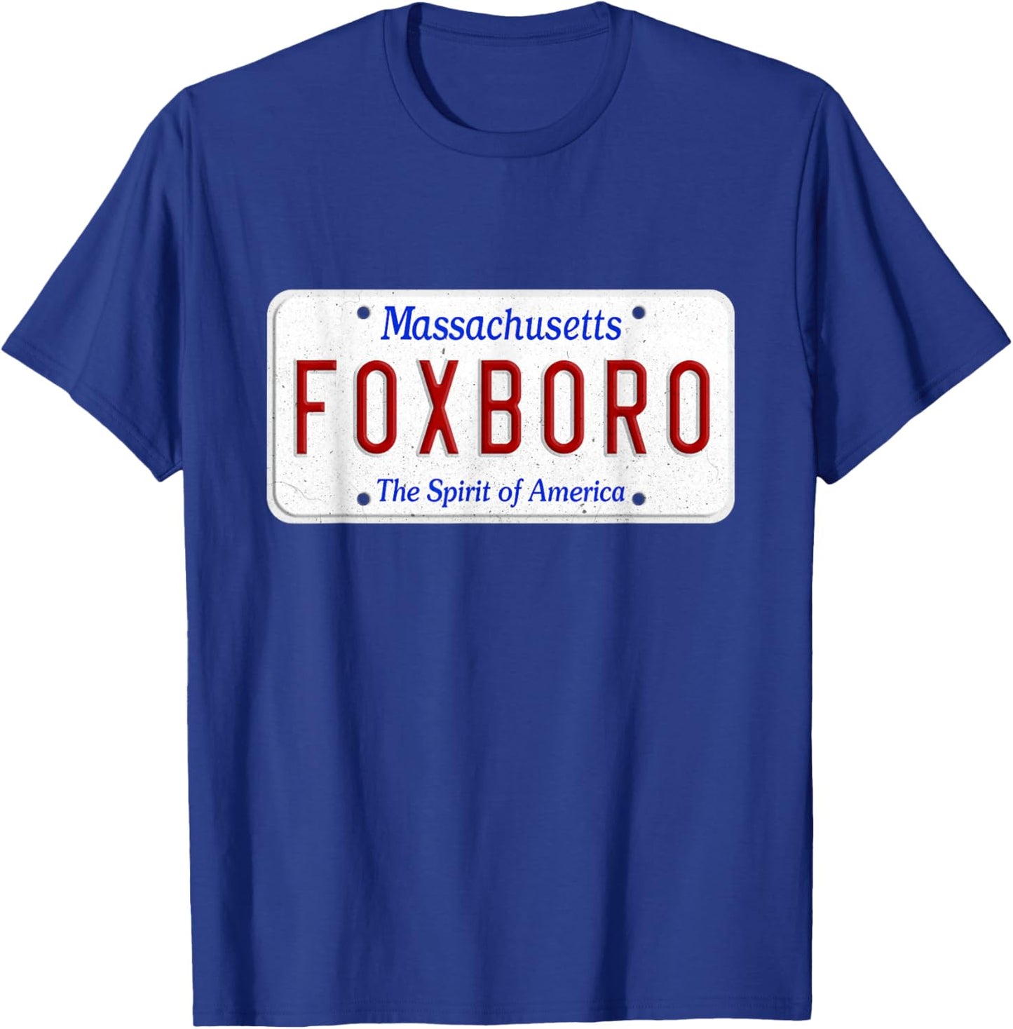 Foxboro Boston Massachusetts License Plate Sports Graphic T-Shirt - T-Shirt | Royal