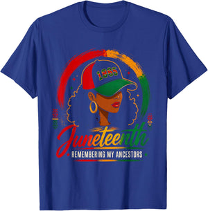 Juneteenth Remembering My Ancestors Black Women Juneteenth T-Shirt - T-Shirt | Royal