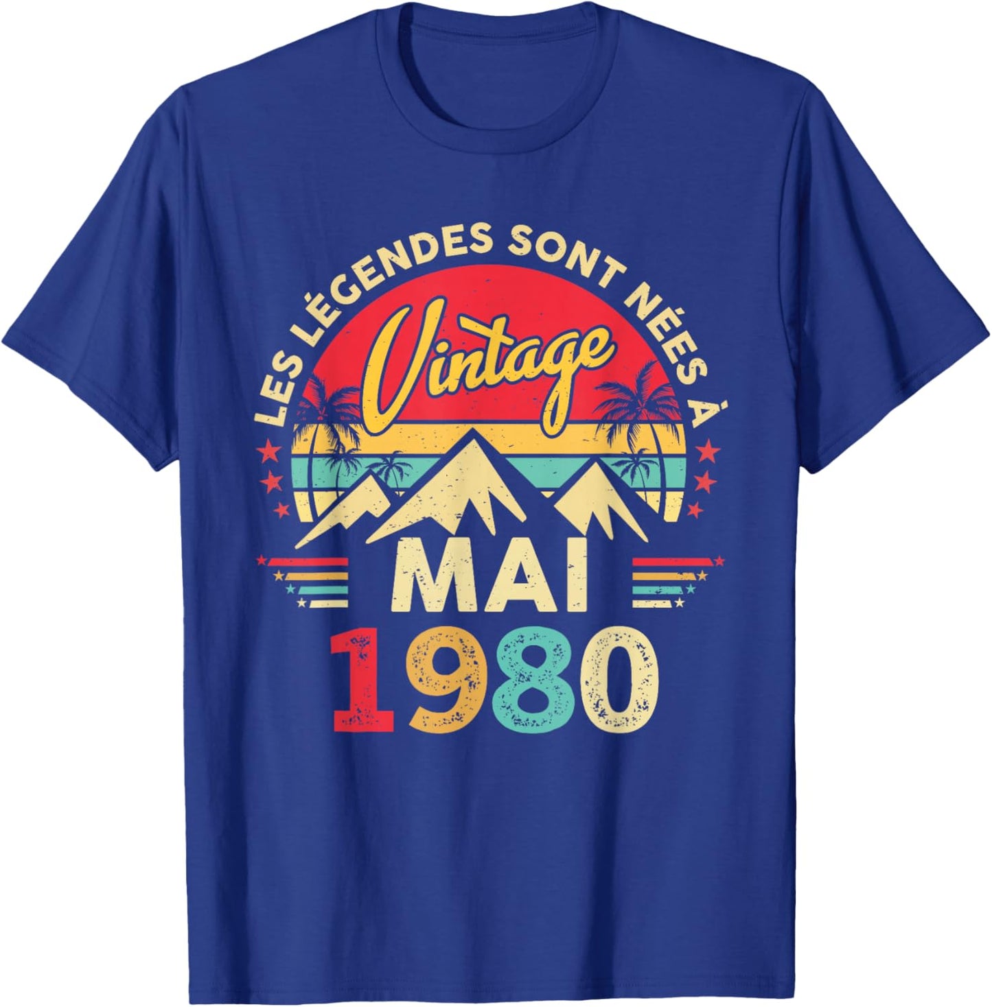Vintage Mai 1980 Cadeau Anniversaire 46 Ans Hommes Femmes T-Shirt - T-Shirt | Royal