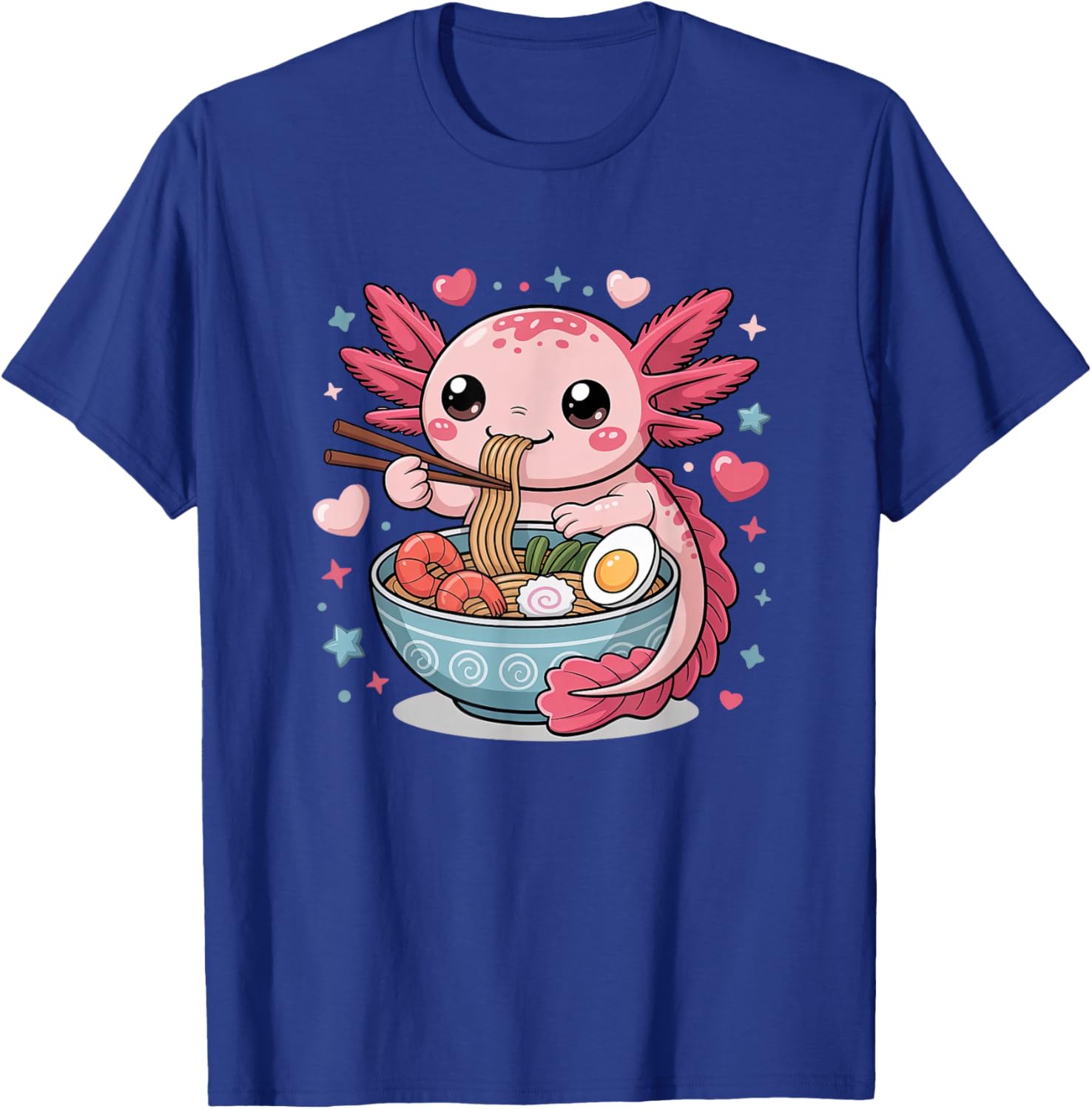 Axolotl Eats Ramen Noodles Super Cute Motif Axolotl T-Shirt - T-Shirt | Royal