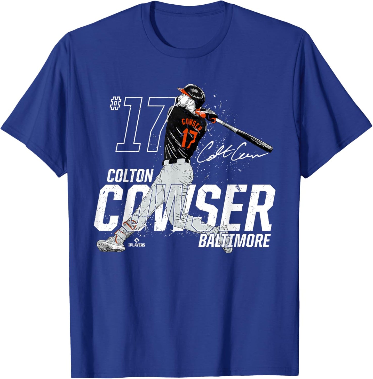 Dynamic Pose Colton Cowser Baltimore Baseball MLBPA T-Shirt - T-Shirt | Royal