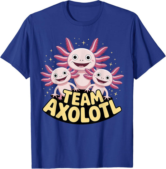 Team Axolotl Funny Cartoon Amphibian Ocean Party Graphic T-Shirt - T-Shirt | Royal