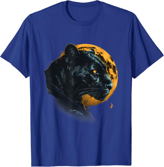 Panther Portrait Moon Panther Lover Tropical Animal Art T-Shirt - T-Shirt | Royal