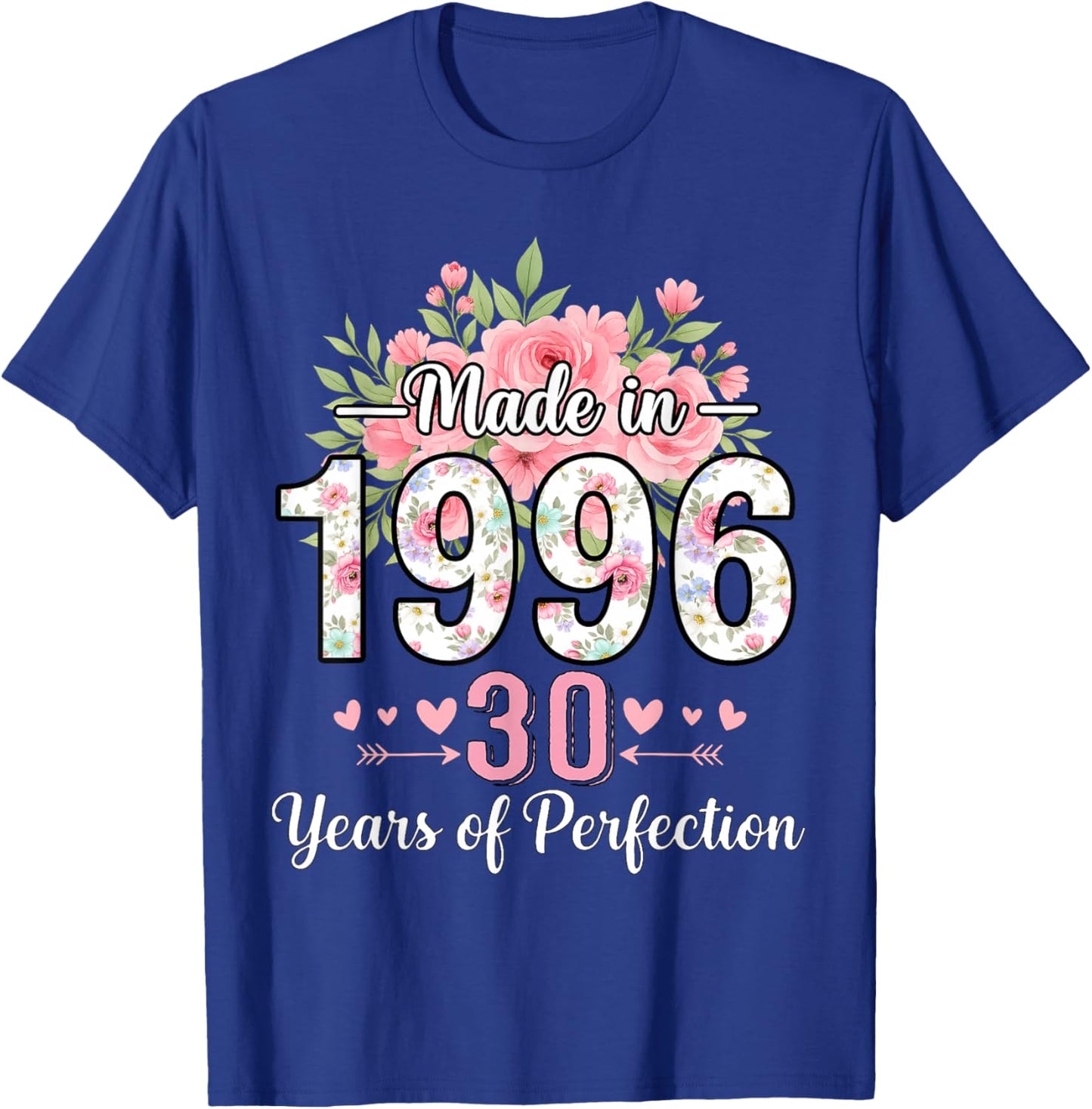 Hergestellt 1996, Blumengeschenke zum 30. Geburtstag, für Frauen ab 30 Jahren T-Shirt - T-Shirt | Royal
