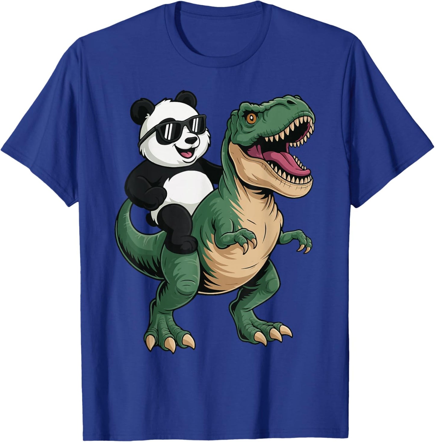 Panda Riding T-Rex T-Shirt - T-Shirt | Royal
