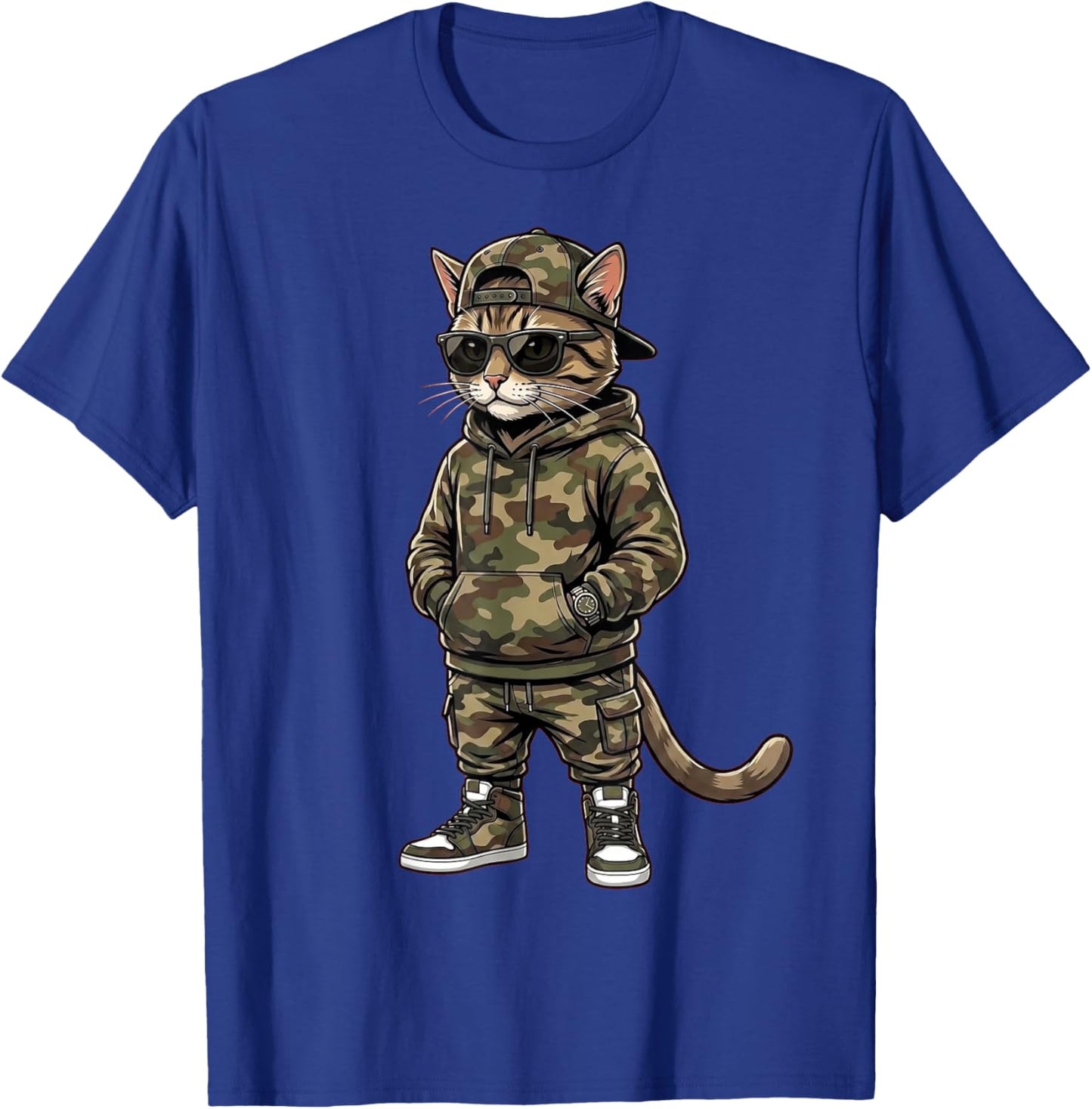 Cool Cat Camo Streetwear Urban Animal Gifts Men Women Kid T-Shirt - T-Shirt | Royal