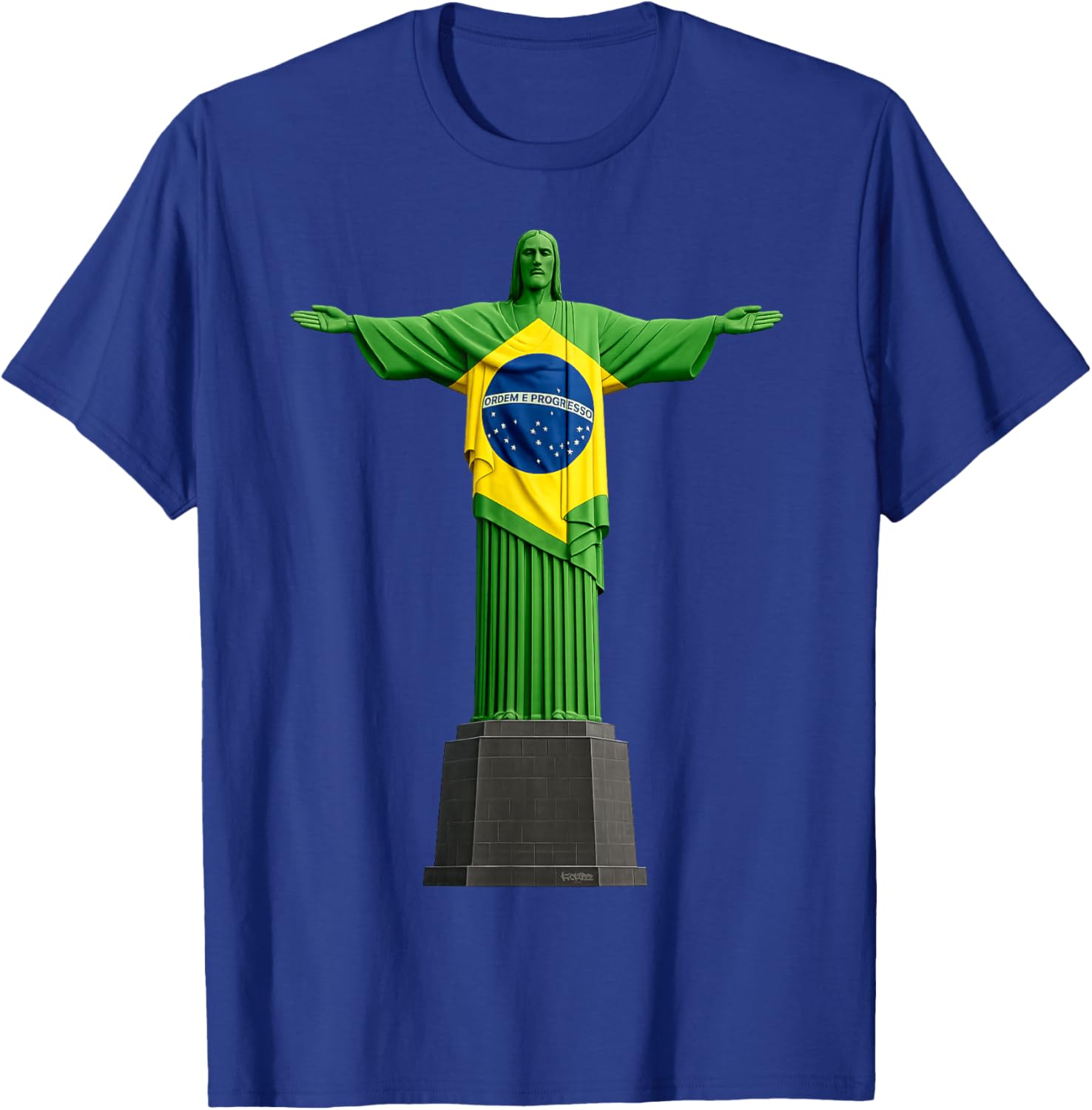 Christ Rédempteur Drapeau du Brésil T-Shirt - T-Shirt | Royal