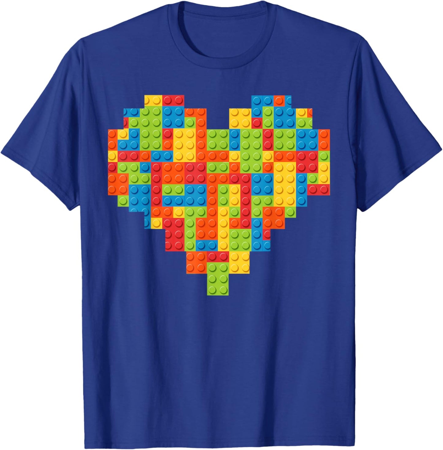 Brick Builder Heart Valentines Block Building Master Builder T-Shirt - T-Shirt | Royal