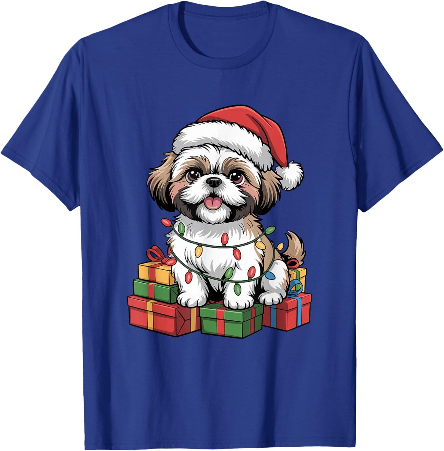 Cute Shih Tzu Santa Hat Christmas Xmas Dog Lovers Holiday T-Shirt - T-Shirt | Royal