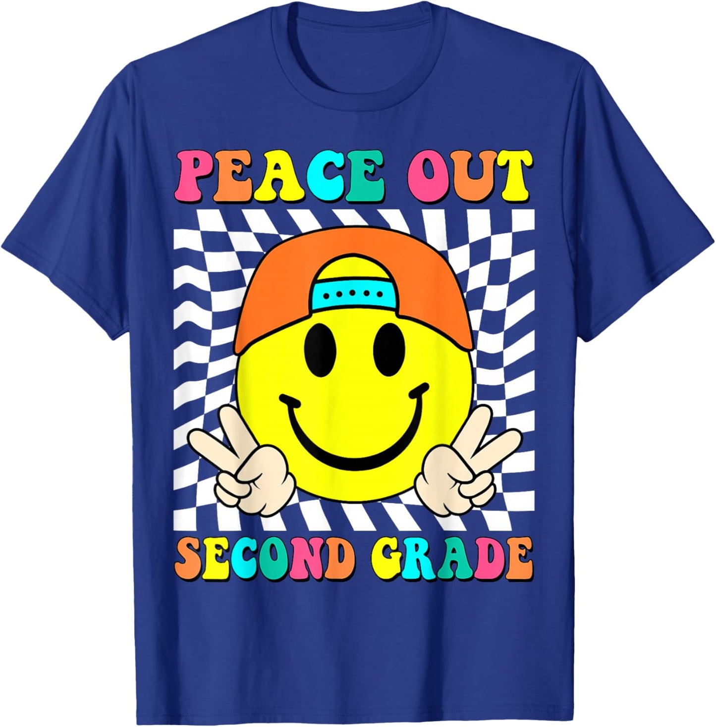 Last Day of School Peace Out 2nd Grade Kids Boy Graduation T-Shirt - T-Shirt | Royal