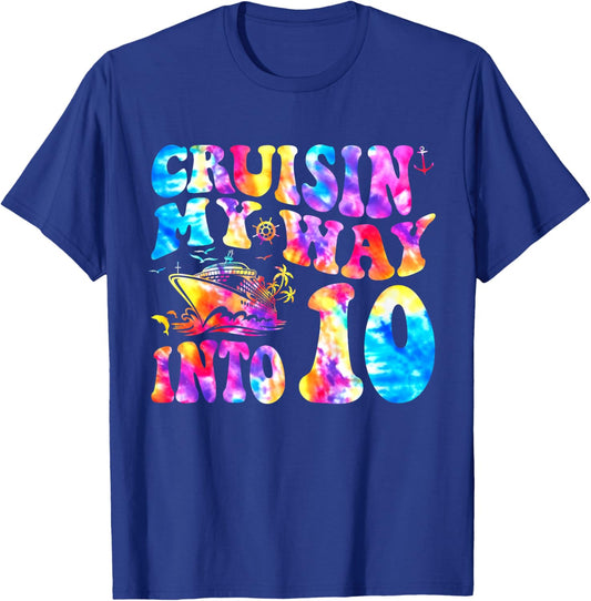 Cruisin My Way Into 10 Years Old 10th Birthday Cruise Trip T-Shirt - T-Shirt | Royal