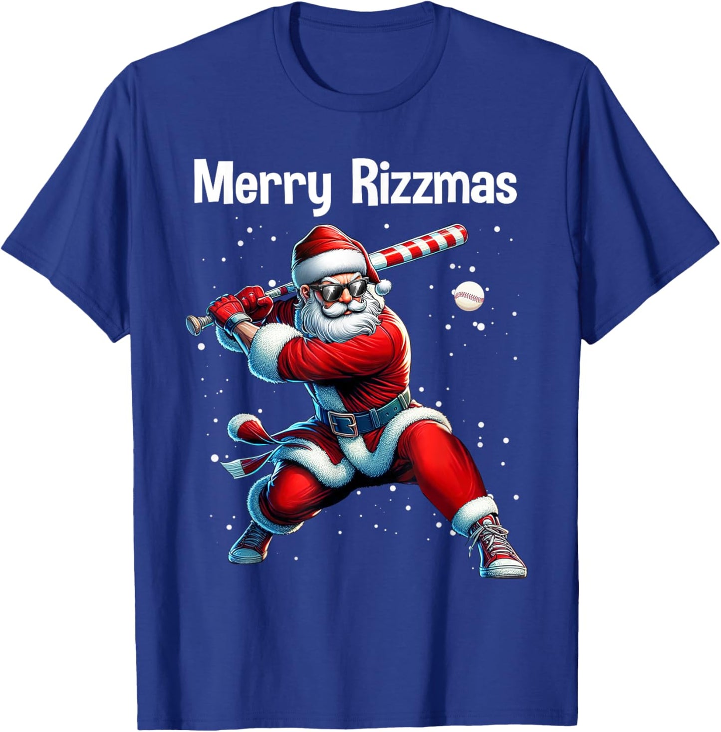 Merry Rizzmas Christmas Rizz Santa Claus Baseball Funny T-Shirt - T-Shirt | Royal