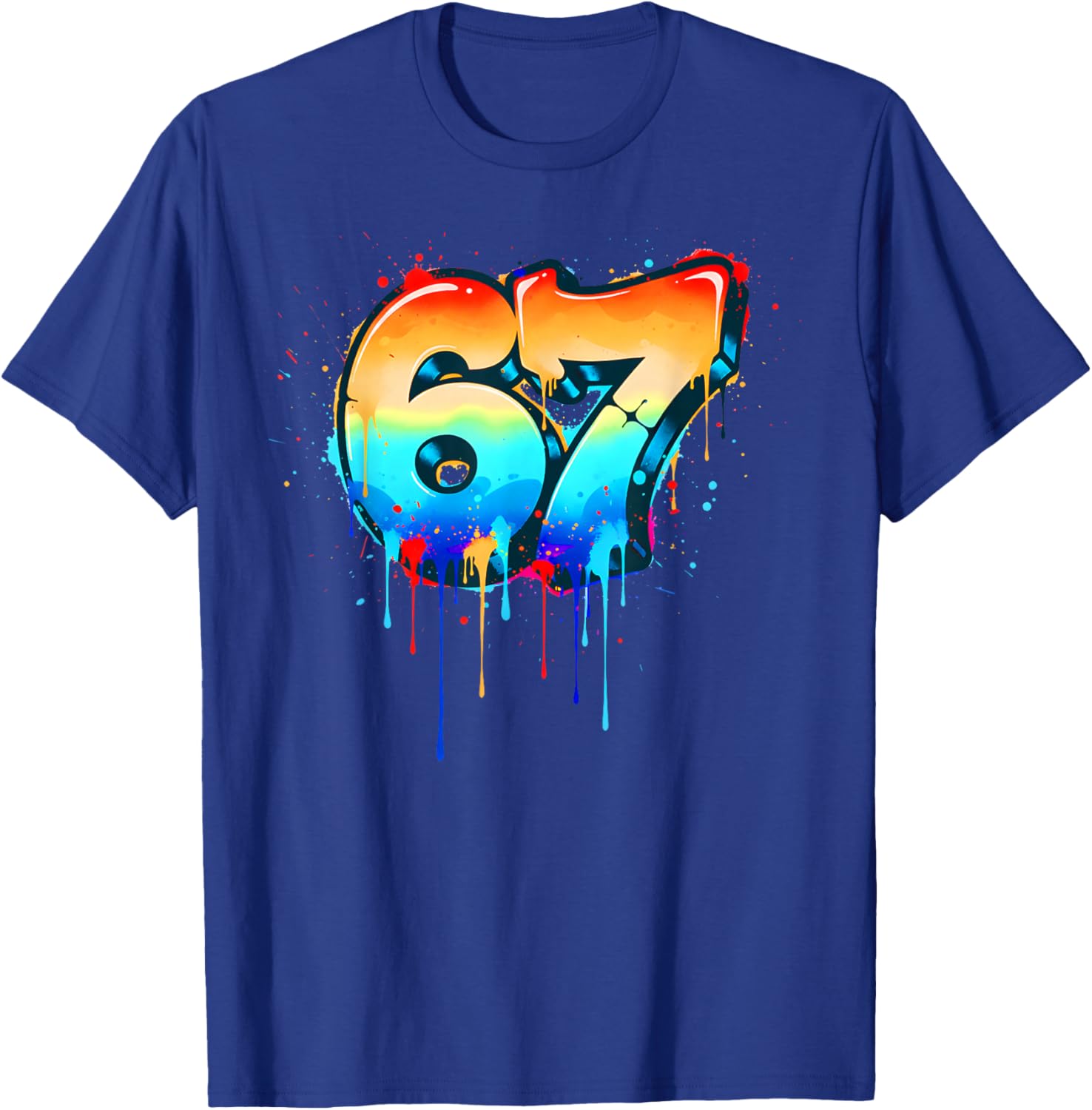 Funny 67 Drip Graffiti Six Seven Street Vintage Streetwear T-Shirt - T-Shirt | Royal